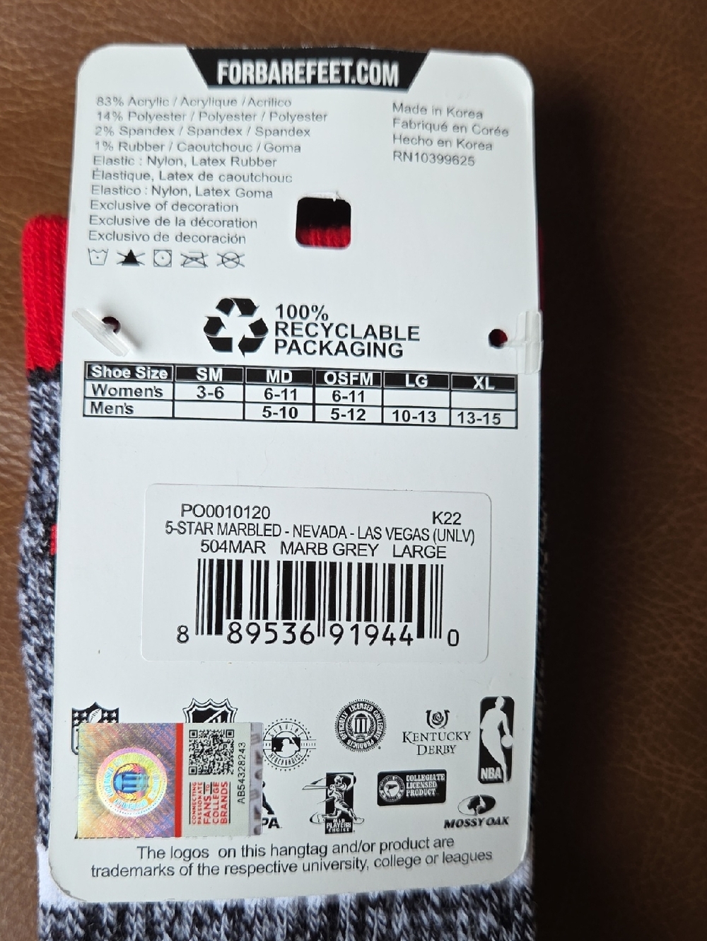LG UNLV Rebels Red, Black & Gray Athletic Crew Socks - Picture 4 of 4